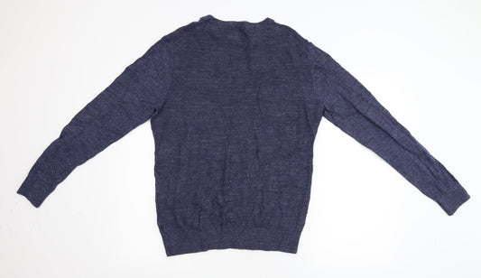 Criminal Mens Blue Knit Pullover Jumper Size M