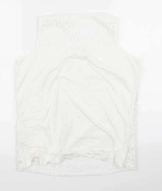 Womens UK Size 12 Preworn White Basic Tank