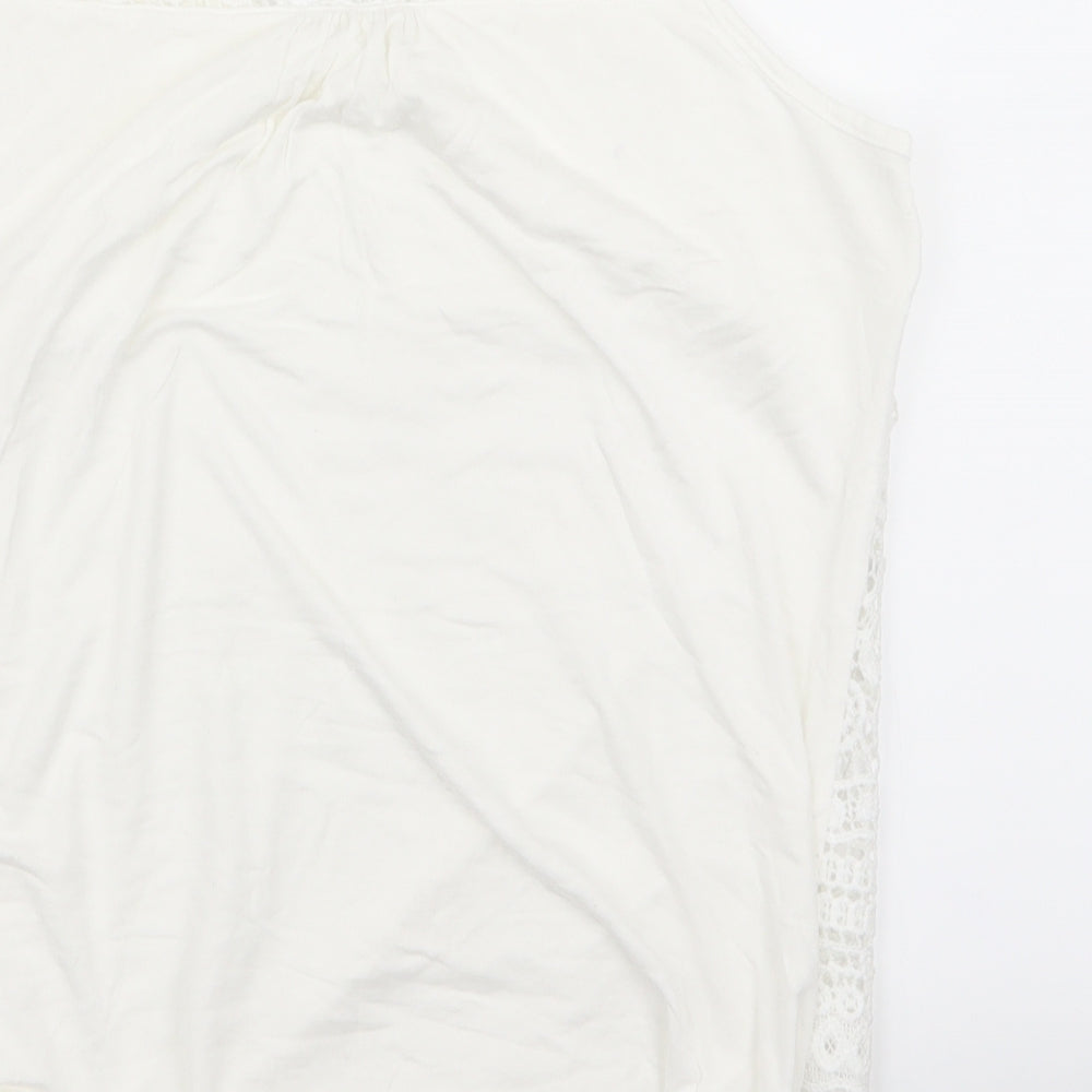 Womens UK Size 12 Preworn White Basic Tank