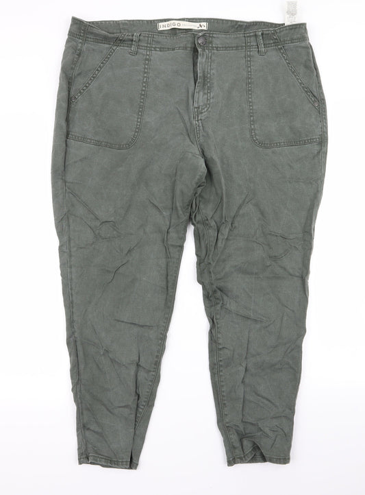 indigo` Womens Green Cargo Trousers Size 40 L24 in