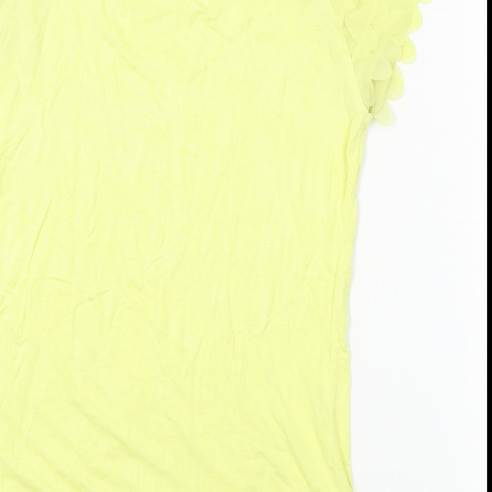 Womens UK Size 10 South Yellow Basic T-Shirt