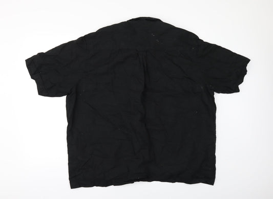 George Mens Black Button-Up Size 2XL