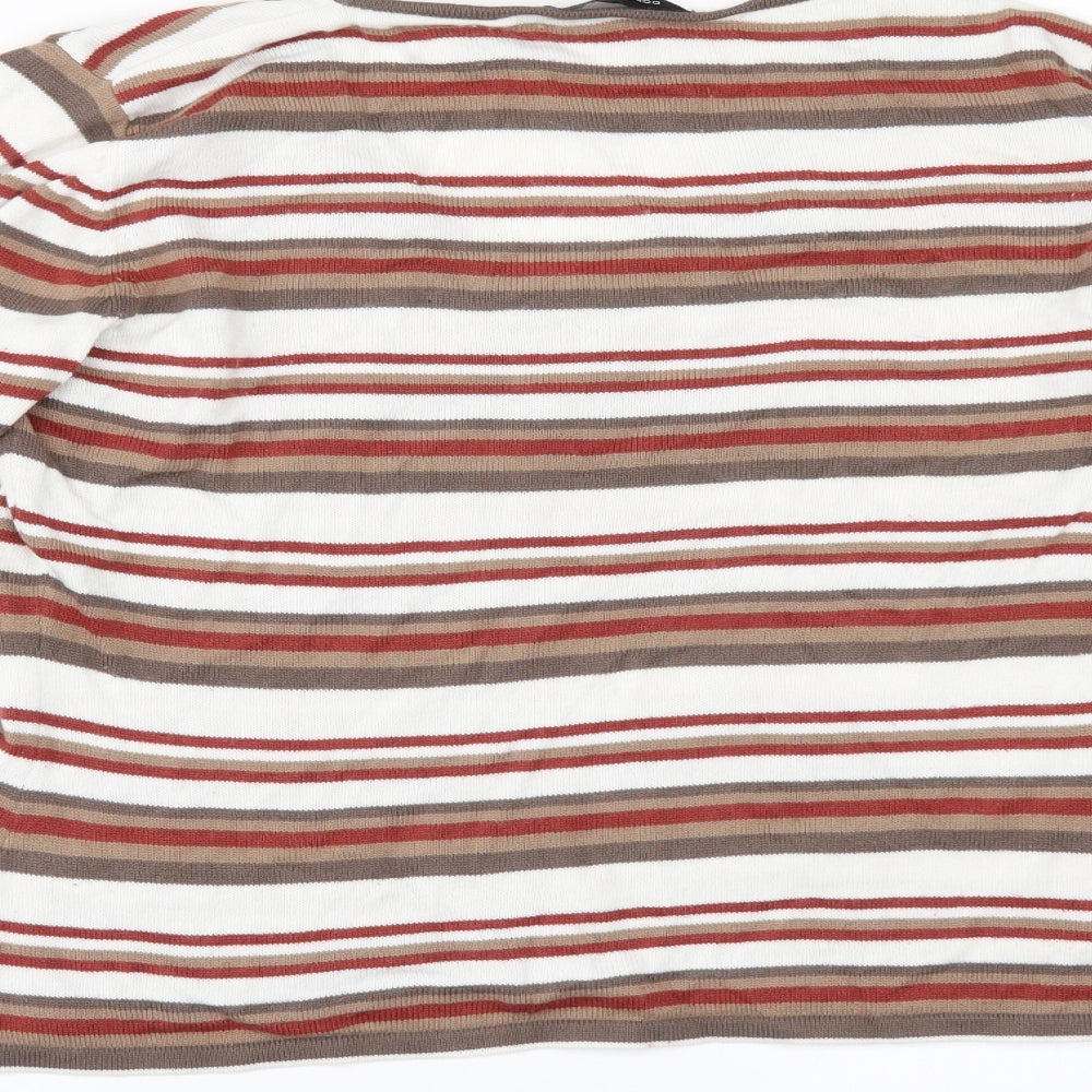 Dorothy Perkins Womens White Striped Pullover Jumper Size 14