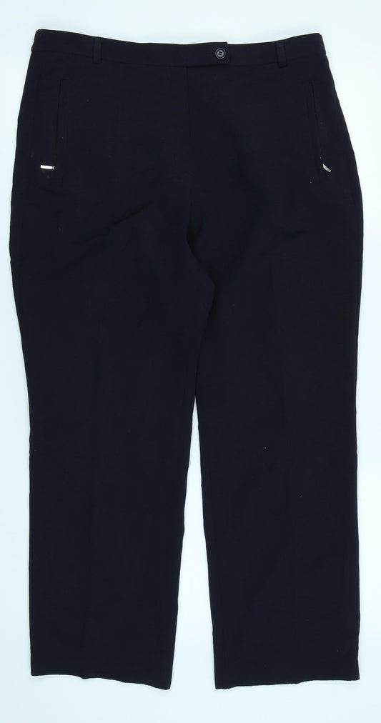 Womens UK Size 14 Marks & Spencer Regular Fit Blue Trousers