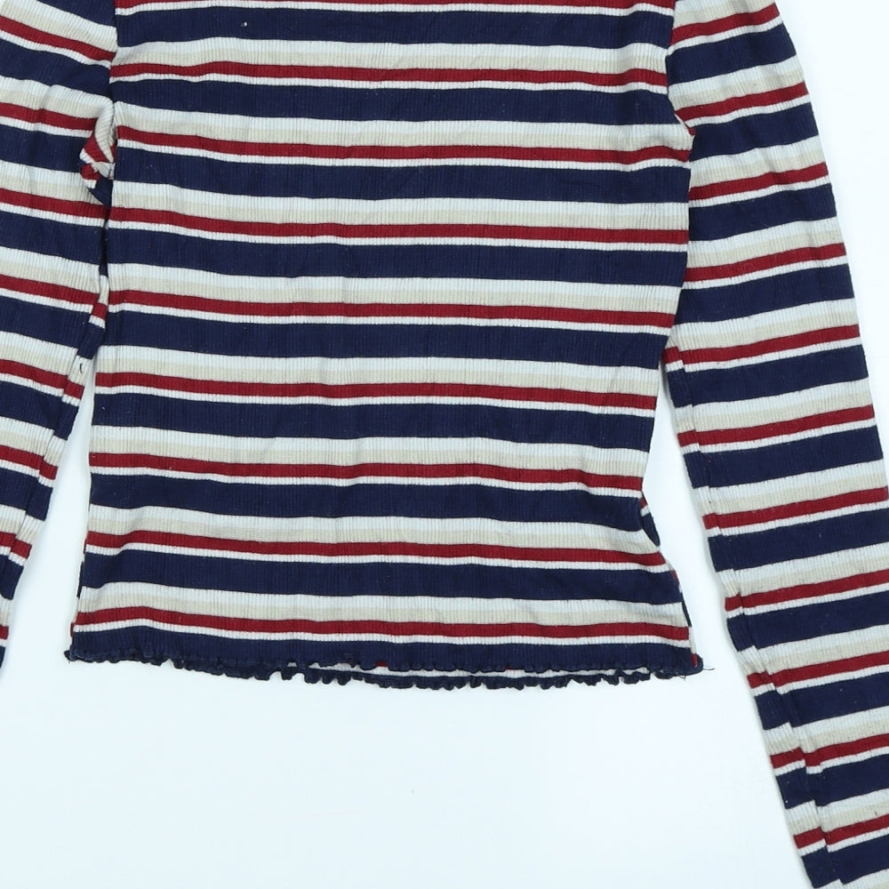Womens UK Size XS Divided Blue Cropped T-Shirt