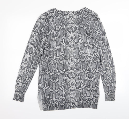 F&F Womens Grey Animal Print Basic T-Shirt Size 12