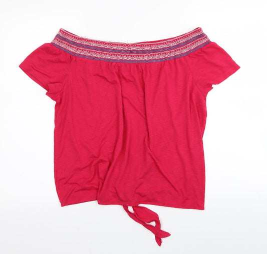 Womens UK Size 14 Papaya Pink Basic T-Shirt