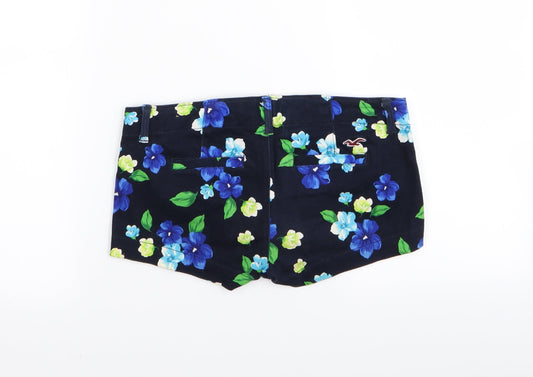 Hollister Womens Black Floral  Hot Pants Shorts Size 23 in
