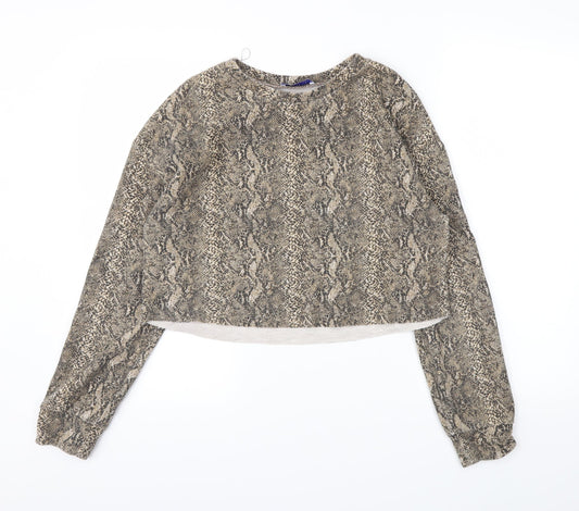 Zara Womens Brown Animal Print Pullover Jumper Size S