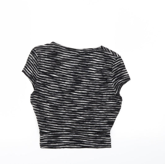 Miss Selfridge Womens Black Striped Basic T-Shirt Size 8