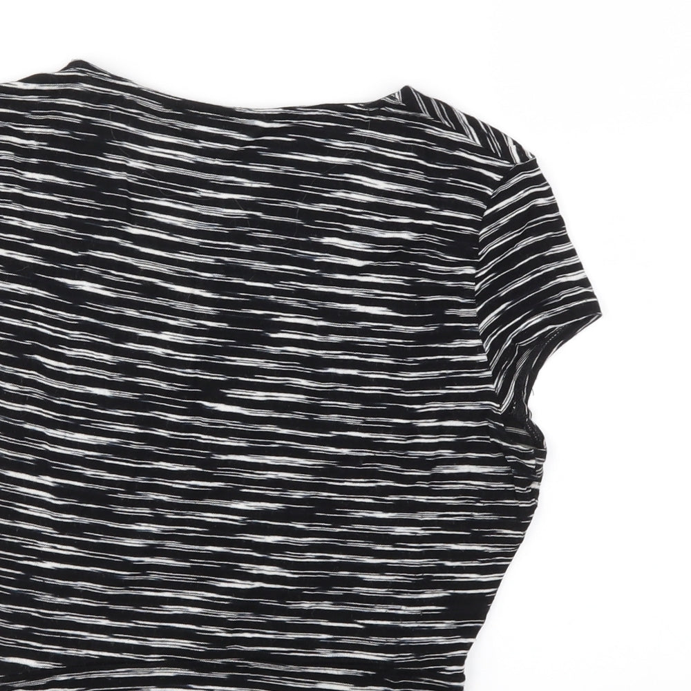 Miss Selfridge Womens Black Striped Basic T-Shirt Size 8