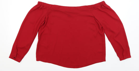 New Look Womens Red Basic T-Shirt Size 12