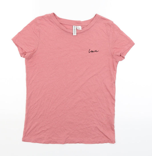 Womens UK Size XS Divided Pink Basic T-Shirt