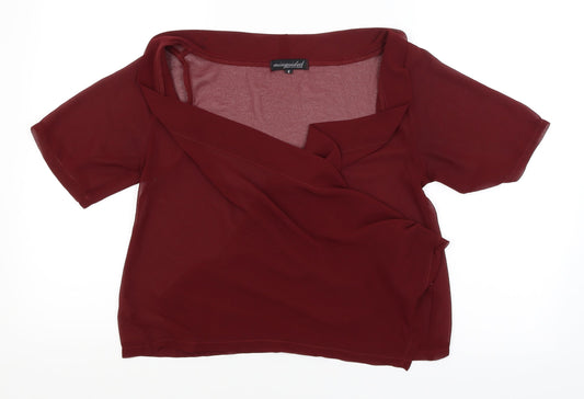 Womens UK Size 8 Missguided Red Wrap T-Shirt