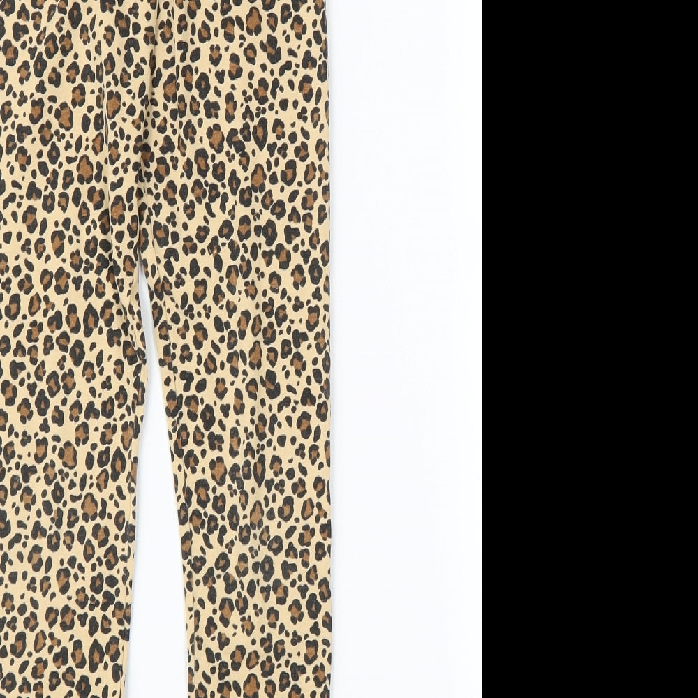 I Love Girlswear Girls Beige Animal Print Capri Trousers Size 9 Years - Leggings