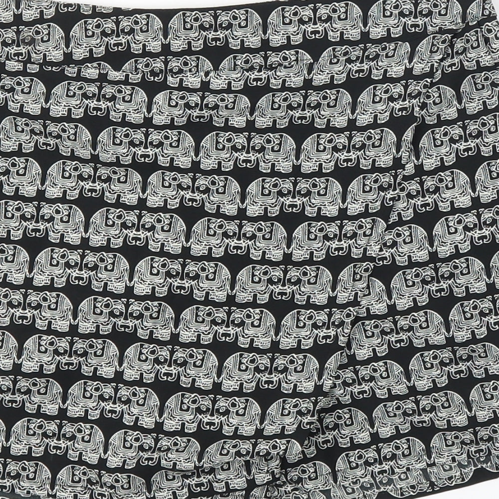 Primark Womens Black Animal Print Cut-Off Shorts Size 8