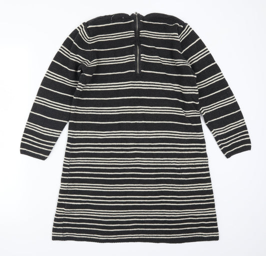 Monsoon Womens Grey Striped Knit Jumper Dress Size S