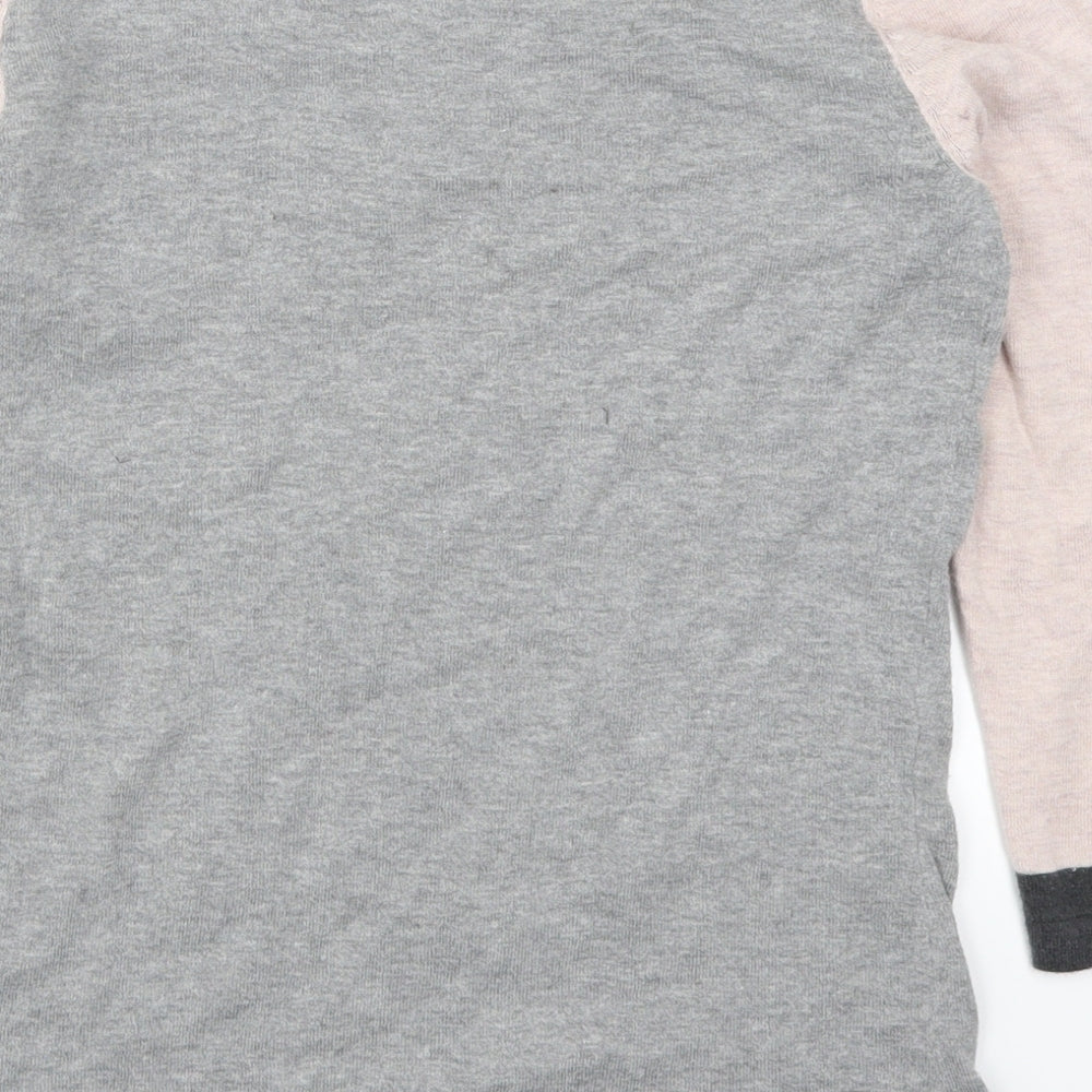 Next Womens Grey Pullover Jumper Size 8 - Colour Block Pink