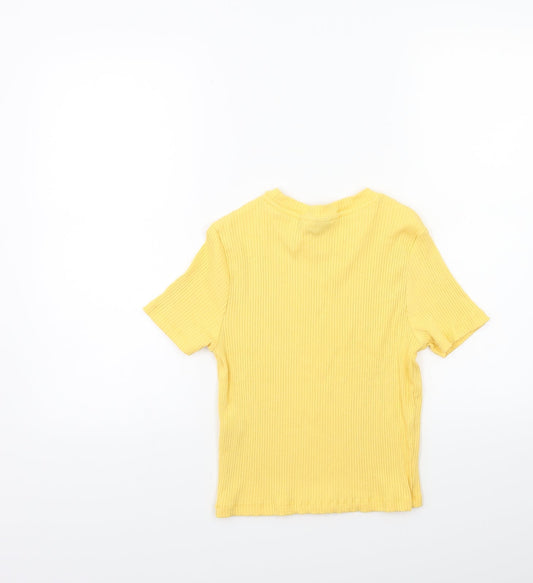 ASOS Womens Yellow Knit Basic T-Shirt Size 14