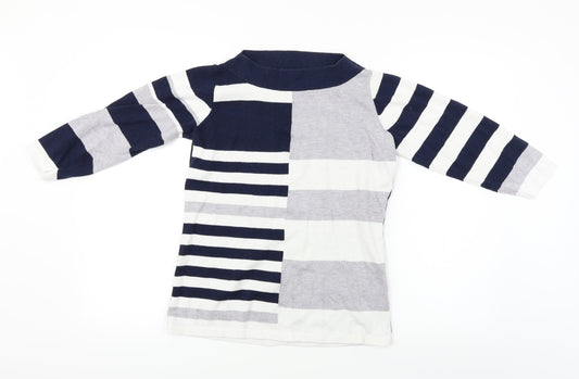 Bonmarché Womens Blue Striped Pullover Jumper Size XS