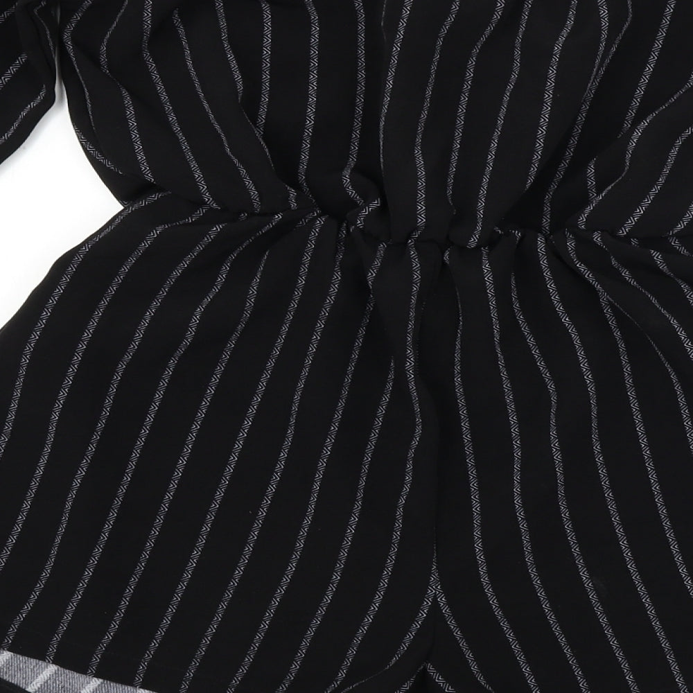 PRETTYLITTLETHING Womens Black Striped Jumpsuit One-Piece Size 8