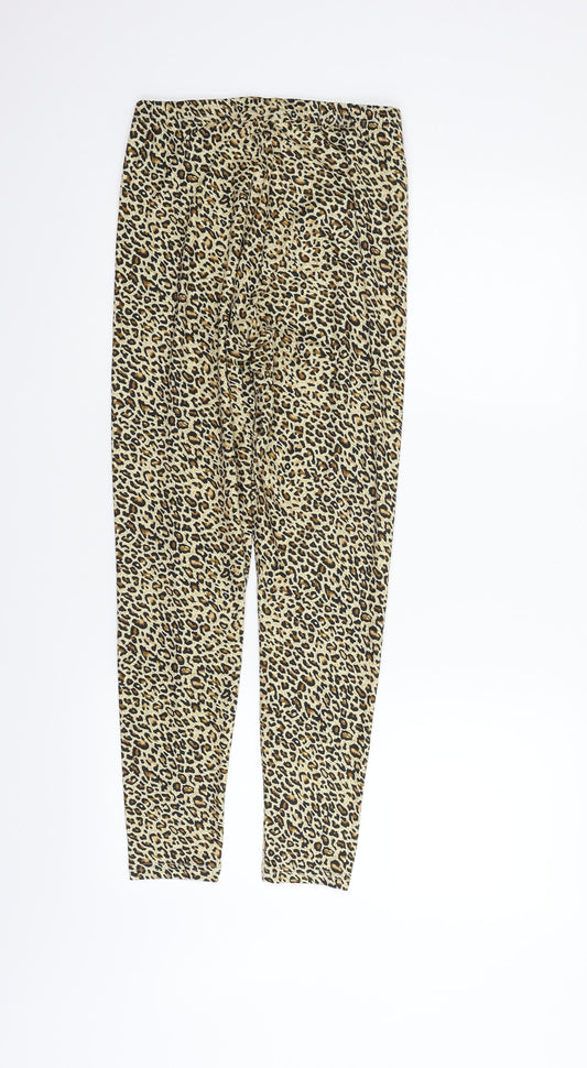 SheIn Womens Beige Animal Print Jegging Leggings Size S L24 in
