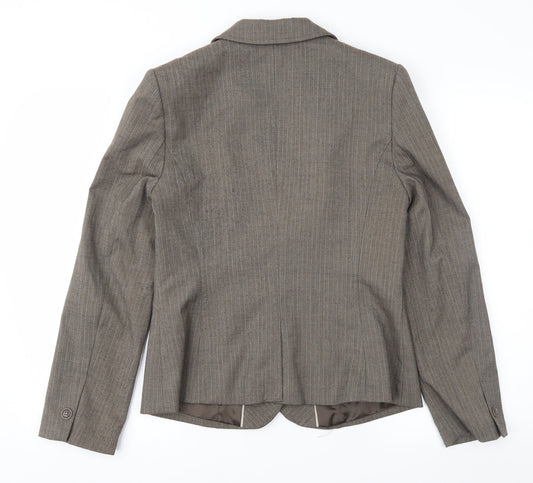 NEXT Womens Brown Striped  Jacket Suit Jacket Size 12