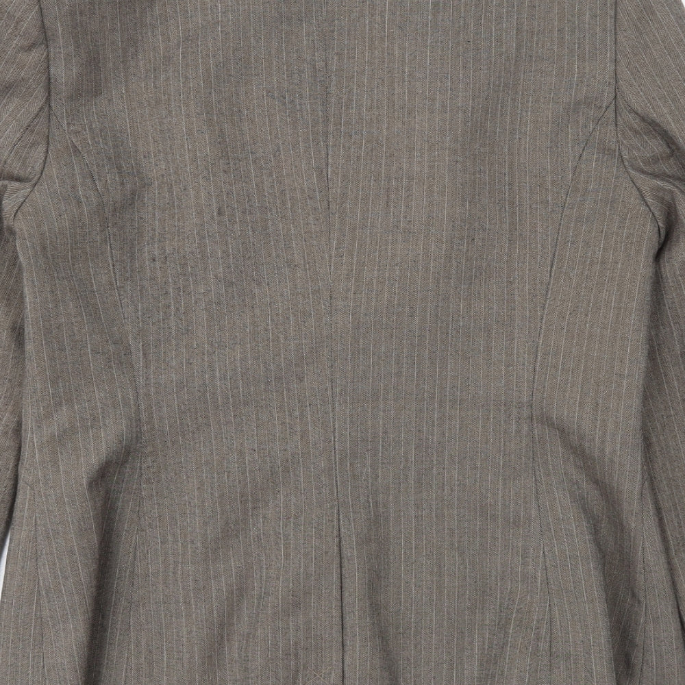 NEXT Womens Brown Striped  Jacket Suit Jacket Size 12