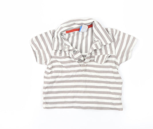 Adams Boys Brown Striped Basic Polo Size 9-12 Months