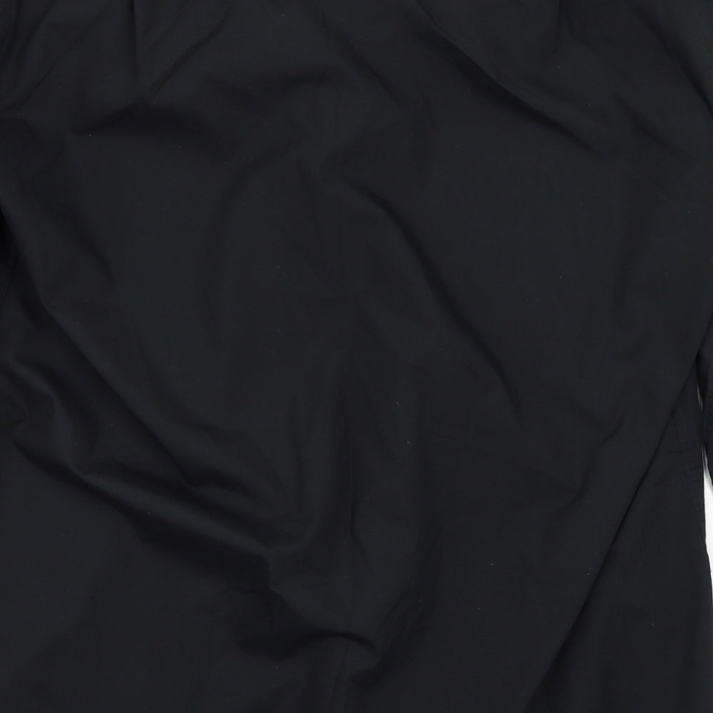 Mens UK Size 17 Double TWO Black Button-Up Long Sleeve Casual Shirt