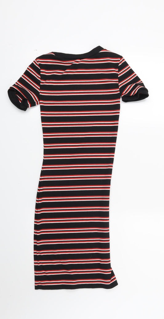 Divided Womens Red Striped T-Shirt Dress Size 4