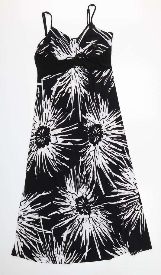 Additional front view of Kaleidoscope women’s black floral maxi, size UK 10