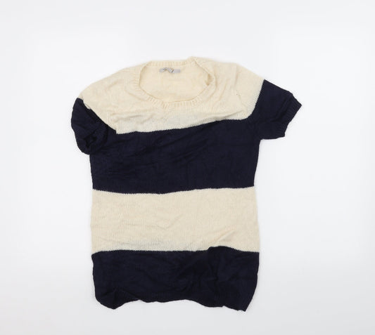 Gap Womens White Striped Knit Pullover Jumper Size S