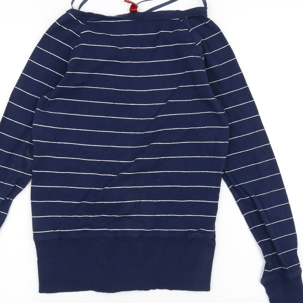 H&M Womens Blue Striped Pullover Jumper Size 10
