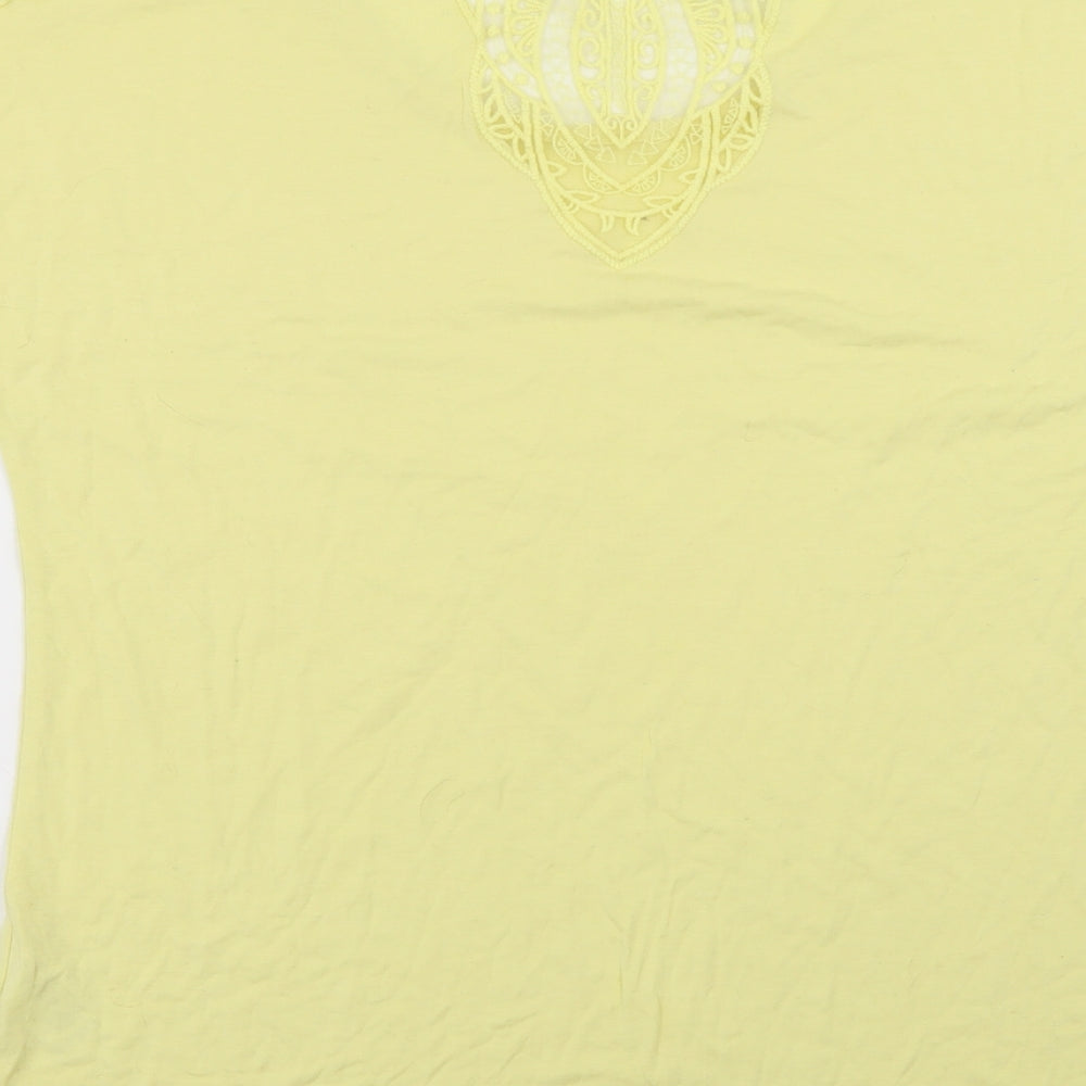 Womens UK Size 10 Preworn Yellow Basic T-Shirt