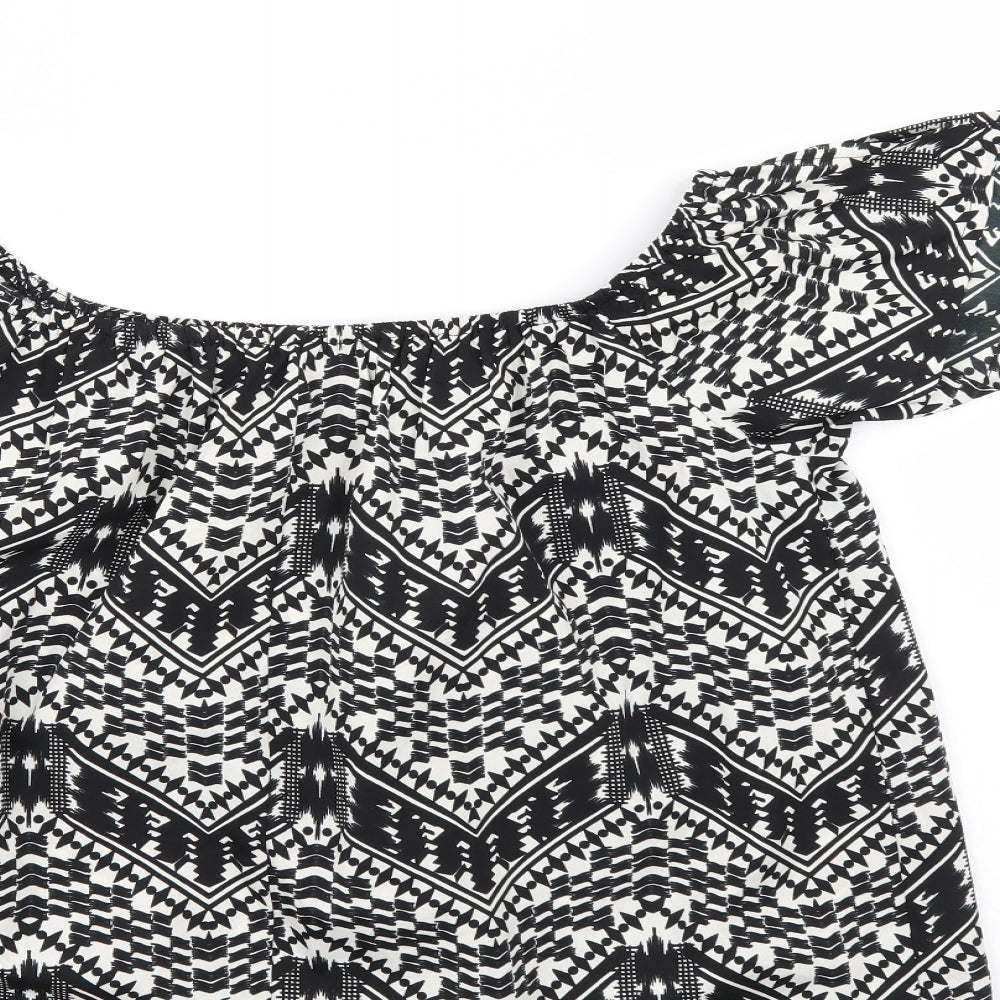 Primark Womens Black Geometric Basic Blouse Size 10
