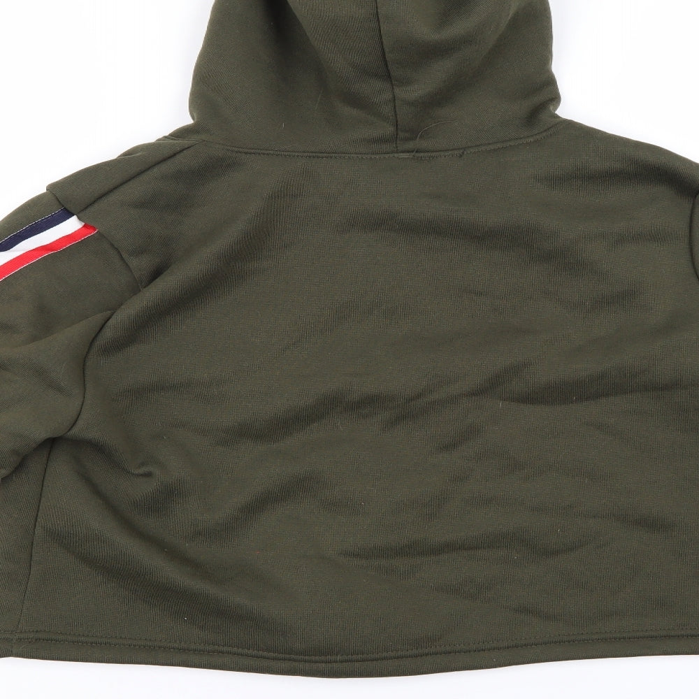 Preworn Womens Green Pullover Hoodie Size L - Cropped