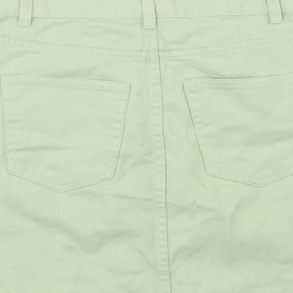 Monki Womens Green Denim A-Line Skirt Size 6