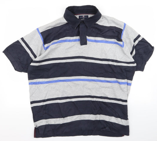 Blue Harbour Womens Grey Striped Basic Polo Size M