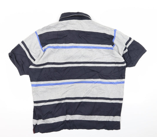 Blue Harbour Womens Grey Striped Basic Polo Size M