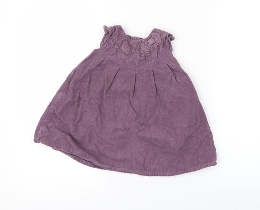 Mini Club Girls Purple Corduroy Pinafore/Dungaree Dress Size 6-9 Months