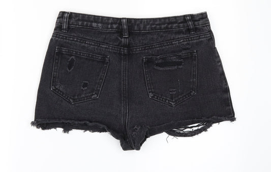 Denim & Co. Womens Black Denim Hot Pants Shorts Size 8 - DISTRESSED