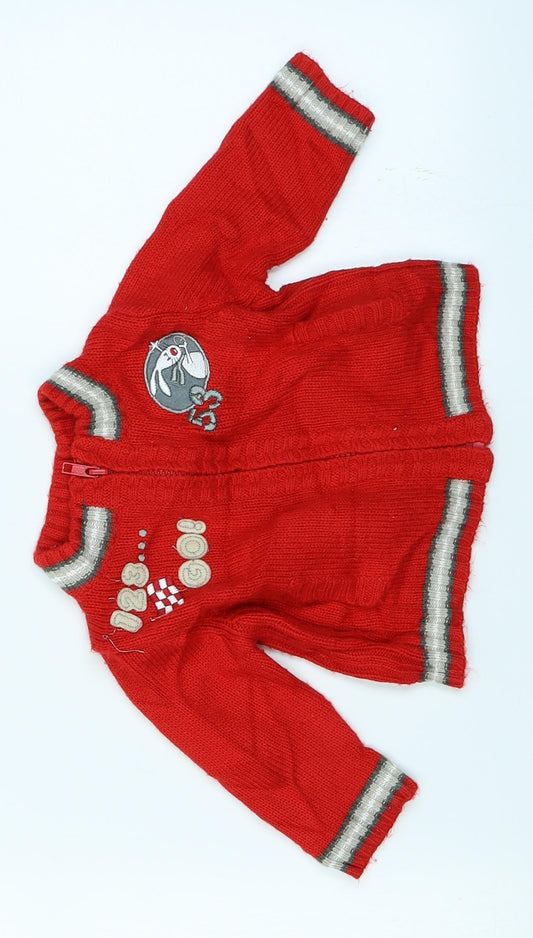 TISSAIA Baby Red Knit Cardigan Jumper Size 6-9 Months