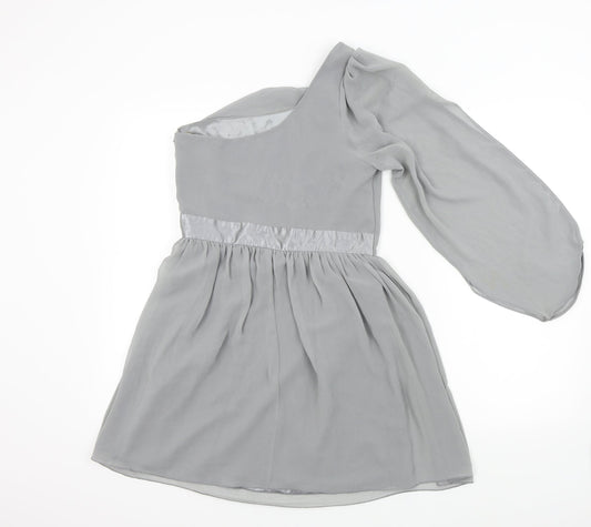 Lipsy Womens Grey Colourblock Fit & Flare Size 10