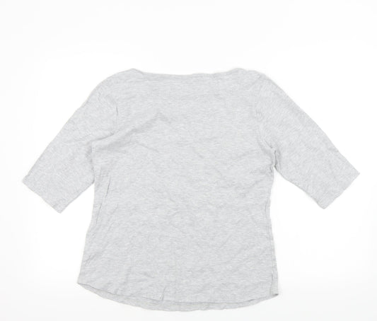 Denim & Co. Womens Grey Colourblock Basic T-Shirt Size M