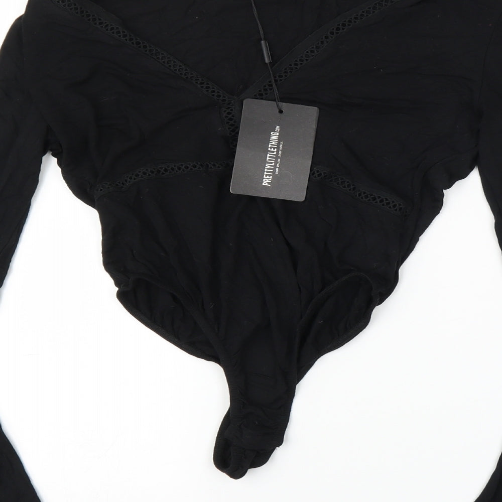 PRETTYLITTLETHING Womens Black Leotard One-Piece Size 12
