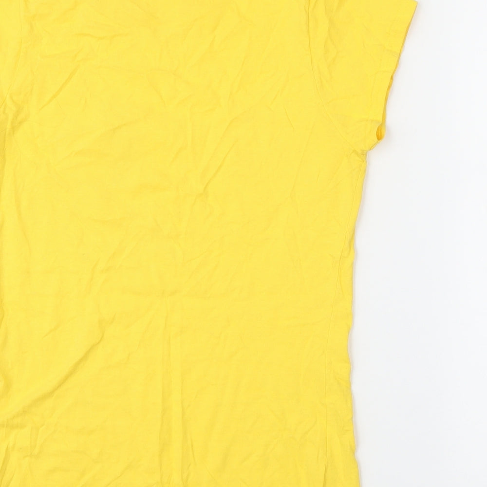 Womens UK Size S Gildan Yellow Basic T-Shirt