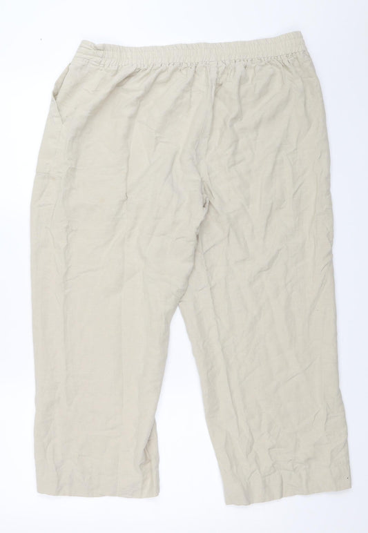 Womens UK Size 18 Julipa Regular Fit Cropped Beige Trousers