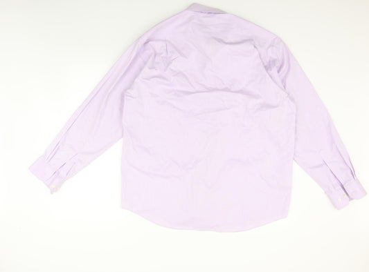 Mens UK Size 16.5 Marks and Spencer Purple Button-Up Long Sleeve Casual Shirt