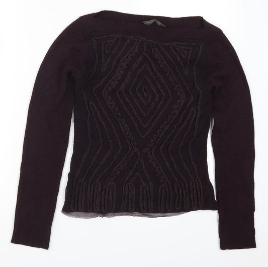 Zara Womens Purple Geometric Mesh Pullover Jumper Size M